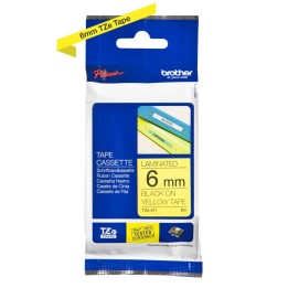 Nastro Originale (6mm x 8mt) Nero/Giallo TZe611 BROTHER Conf.1