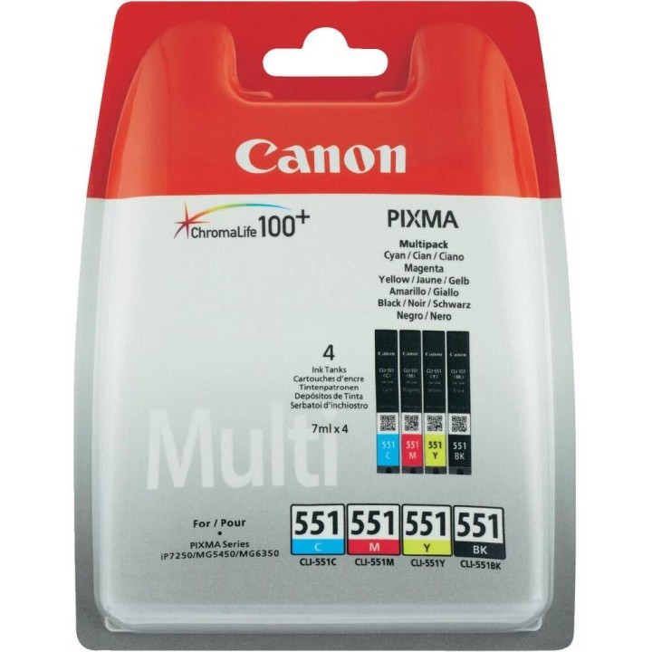 Multipack Originale B/C/M/Y (CLI-551) 6509B009, 6509B015, CLI-551 CANON Conf.1x4