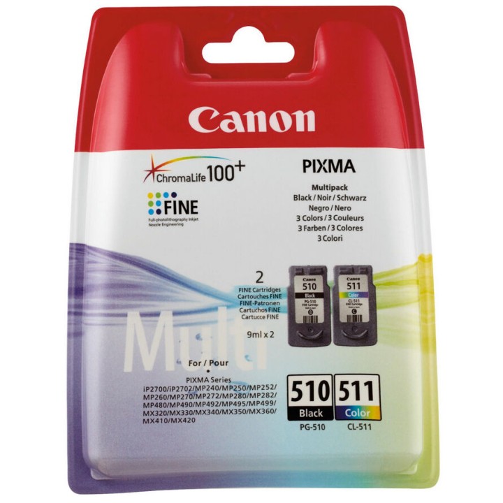 Multipack Originale B/C/M/Y (PG-510/CL-511) 2970B010, 2970B017, CL-511, PG-510 CANON Conf.1x2