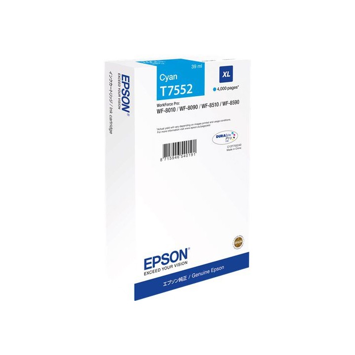 Cartuccia Originale Ciano (T7552) C13T755240, C13T75524N, T7552 EPSON Conf.1 - Pag.4000