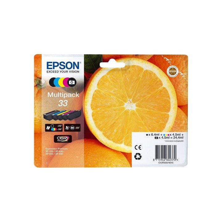 Multipack Originale B/C/M/Y (33) 33, C13T33374010, C13T33374011 EPSON Conf.1x5