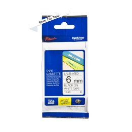 Nastro Originale (06mm x 8mt) Nero/Bianco TZe211 BROTHER Conf.1