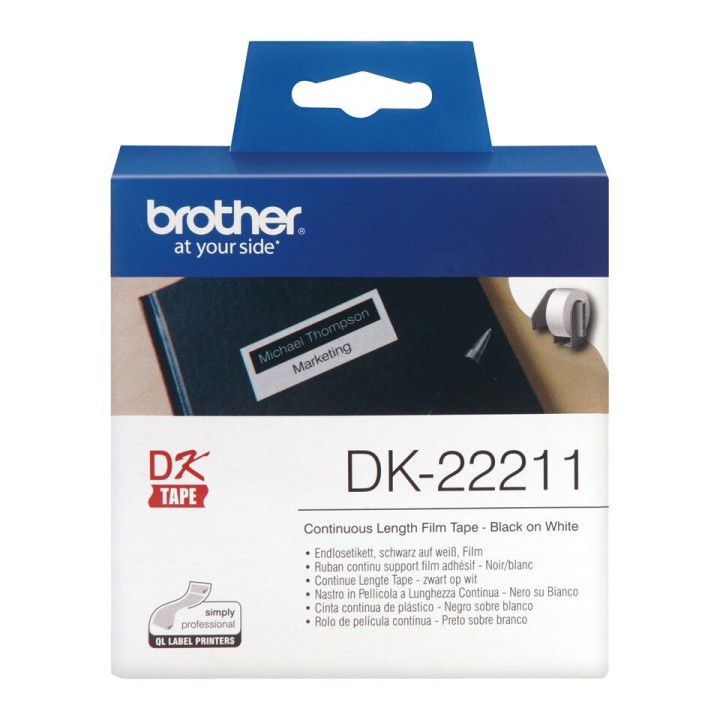 Nastro Ades. Carta Originale (29mm x 15,2mt) Nero/Bianco DK-22211 BROTHER Conf.1