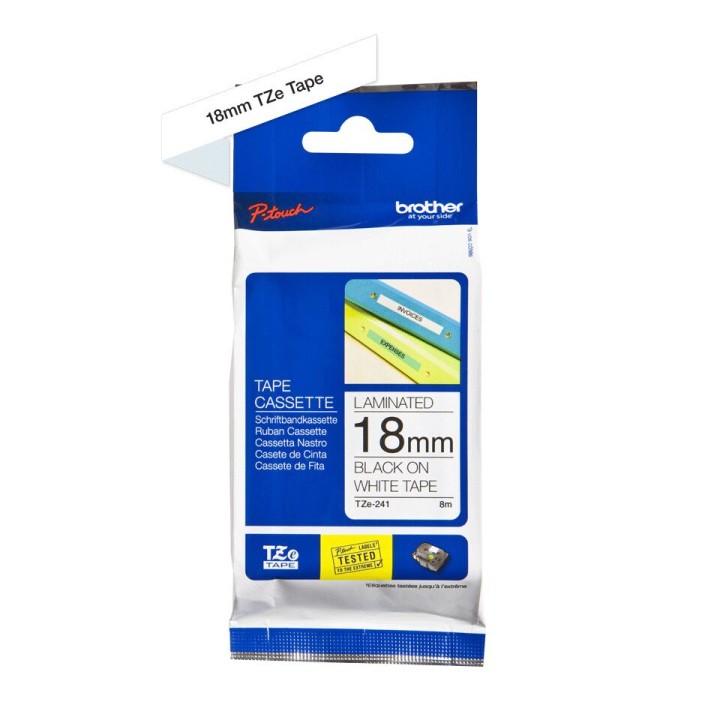 Nastro Originale (18mm x 8mt) Nero/Bianco TZe241 BROTHER Conf.1