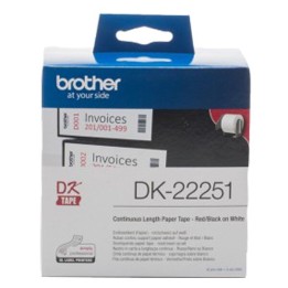 Nastro Ades.Carta Originale(62mm x 15,26mt)Nero/Rosso/Bianco DK-22251 BROTHER Conf.1