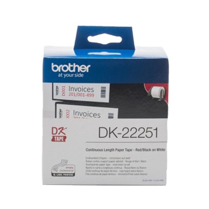 Nastro Ades.Carta Originale(62mm x 15,26mt)Nero/Rosso/Bianco DK-22251 BROTHER Conf.1
