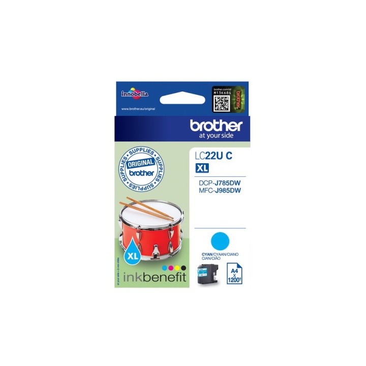 Cartuccia ink-jet Originale Ciano LC-22UC BROTHER Conf.1 - Pag.1200