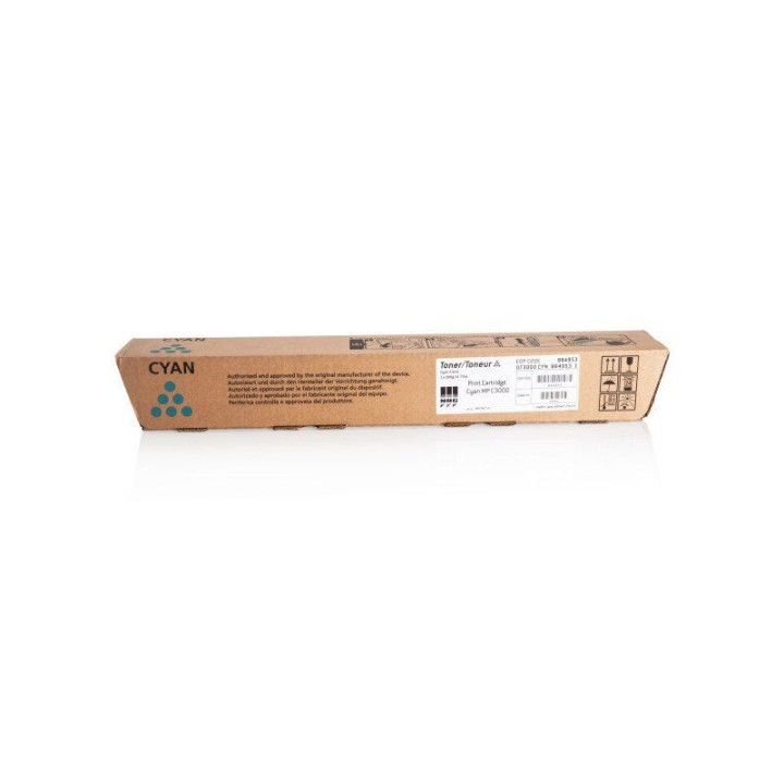 Toner Originale Ciano 842033, 884949, 884953, 888643, 888675, 89040205, DT3000CYN, K198/C, Type C3000E cyan RICOH Conf.1 - Pag.1
