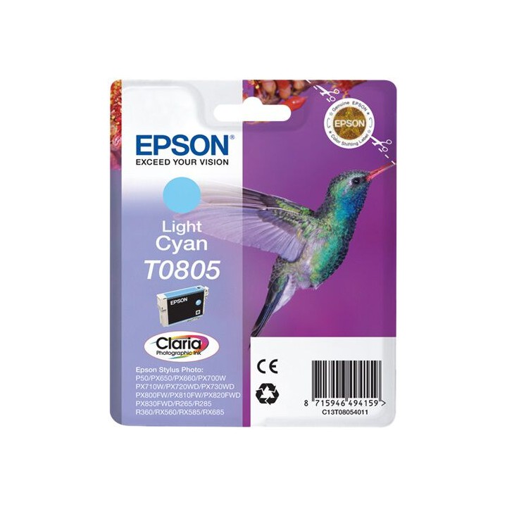 Cartuccia Originale Ciano Chiaro (T0805) C13T08054010, C13T08054011, T0805 EPSON Conf.1