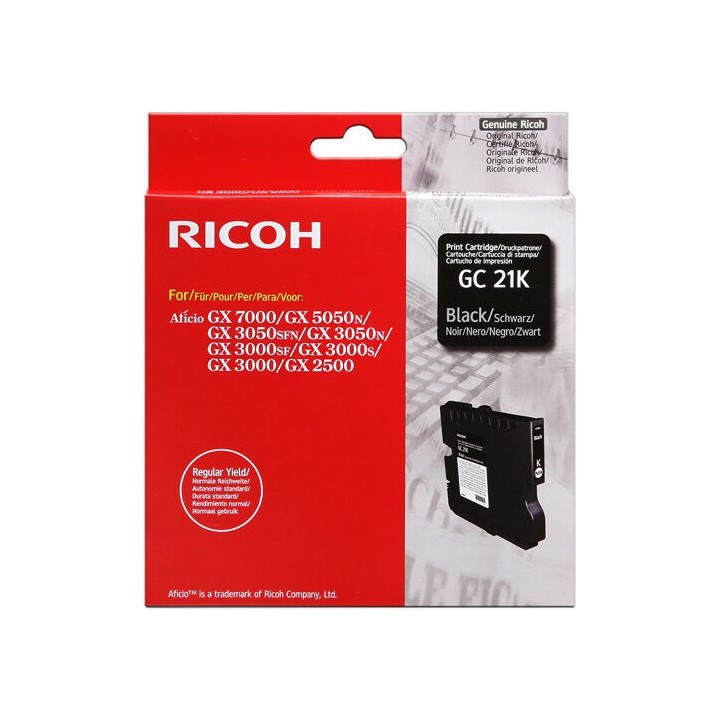Cartuccia Gel Originale Nero 405532, 405540, GC-21BLK, K202, Type GC-21K RICOH Conf.1