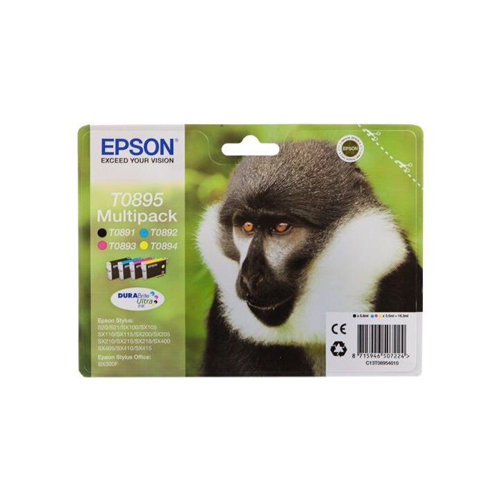 Multipack Originale B/C/M/Y (T0895) C13T08954010, T0895 EPSON Conf.1