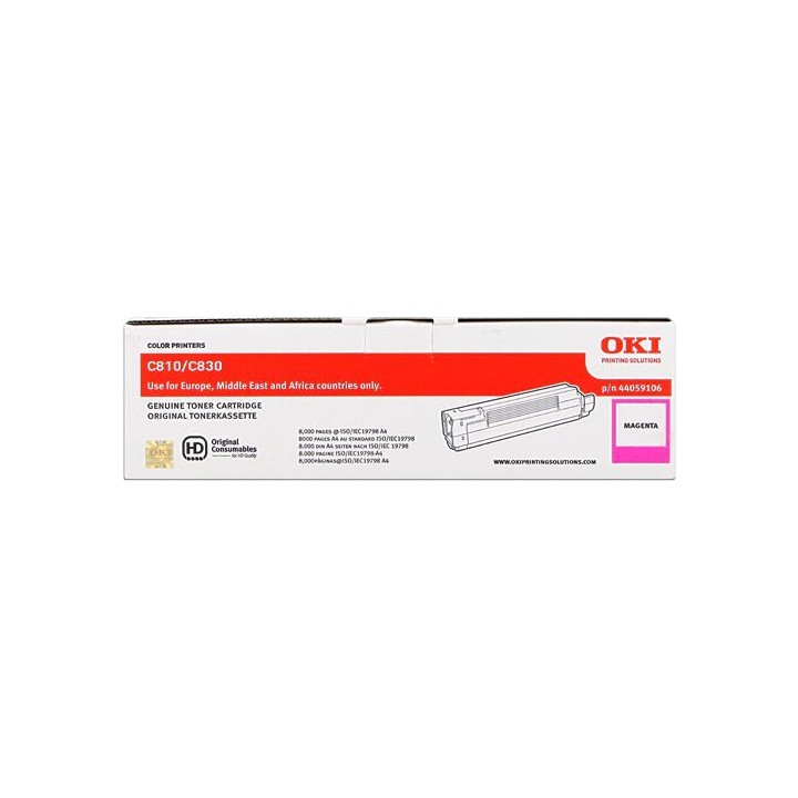 Cartuccia Toner Originale Magenta 44059106 OKI Conf.1 - Pag.8000