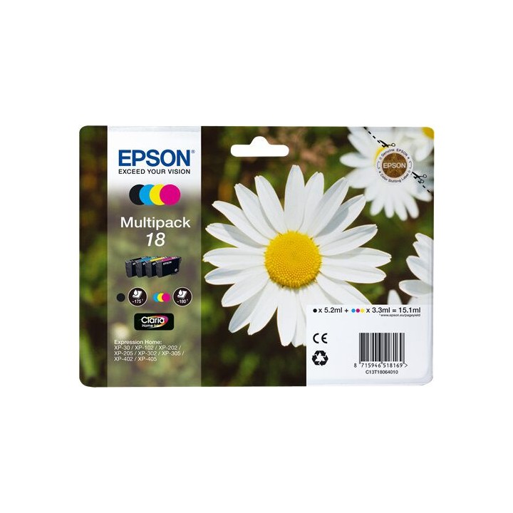 Multipack Originale B/C/M/Y (18) 18, C13T18064010, C13T18064012 EPSON Conf.1