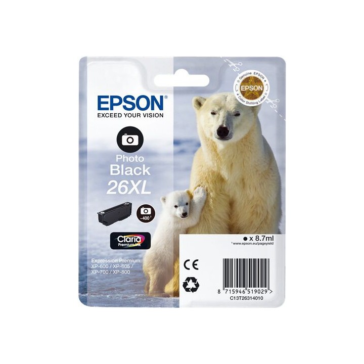 Cartuccia Originale Nero Foto (26XL) 26XL, C13T26314010, C13T26314012 EPSON Conf.1 - Pag.400