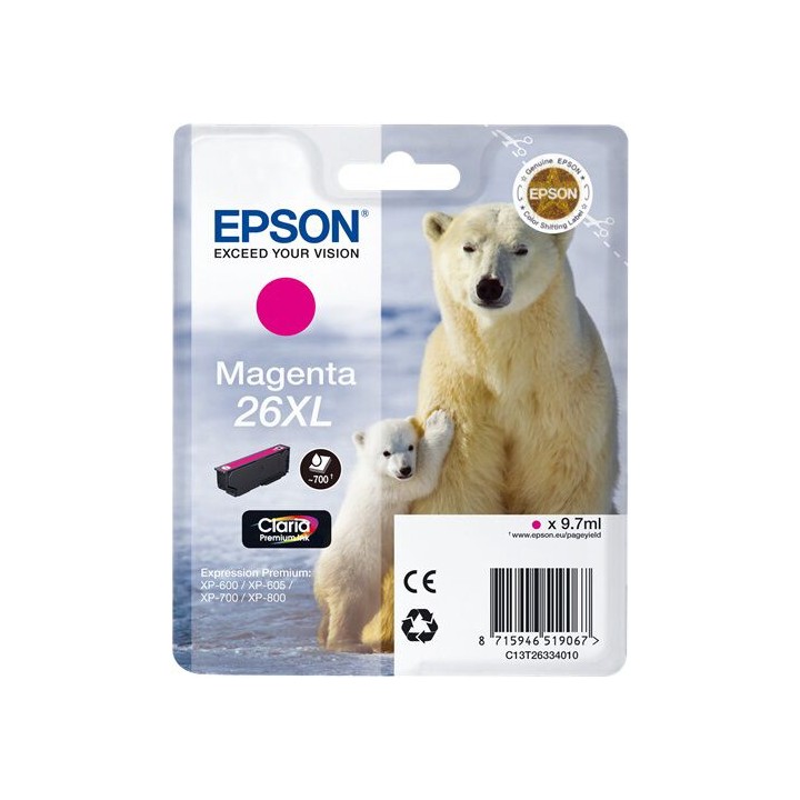 Cartuccia Originale Magenta (26XL) 26XL, C13T26334010, C13T26334012 EPSON Conf.1 - Pag.700
