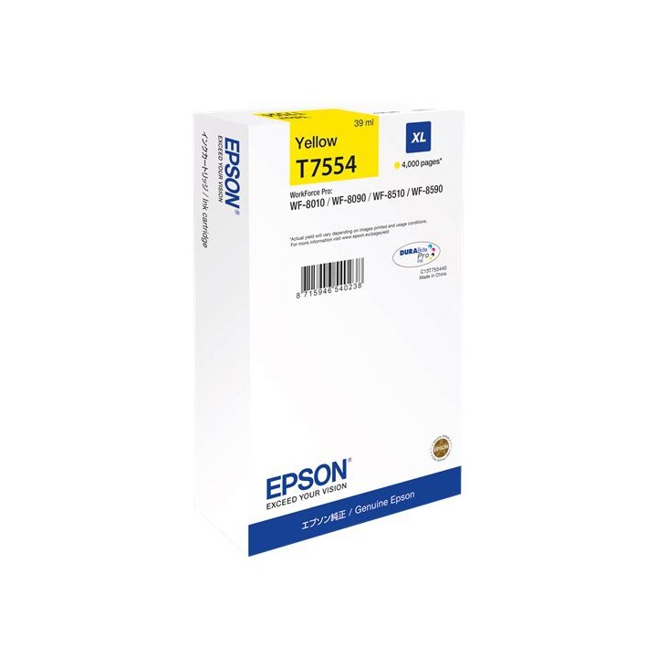 Cartuccia Originale Giallo (T7554) C13T75544N, T7554 EPSON Conf.1 - Pag.4000