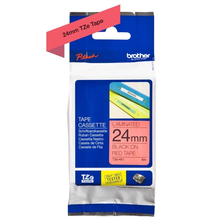 Nastro Originale (24mm x 8mt) Nero/Rosso TZe451 BROTHER Conf.1