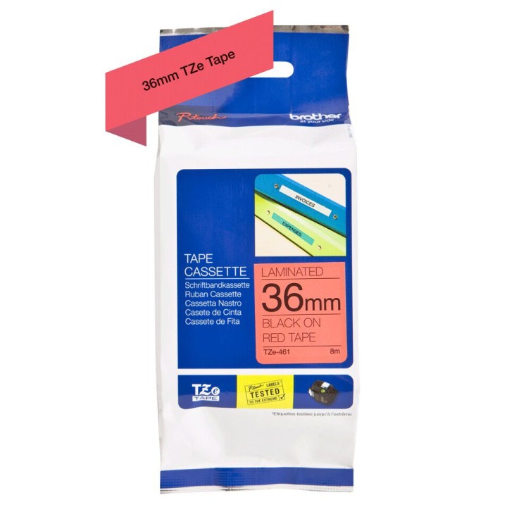 Nastro Originale (36mm x 8mt) Nero/Rosso TZe461 BROTHER Conf.1