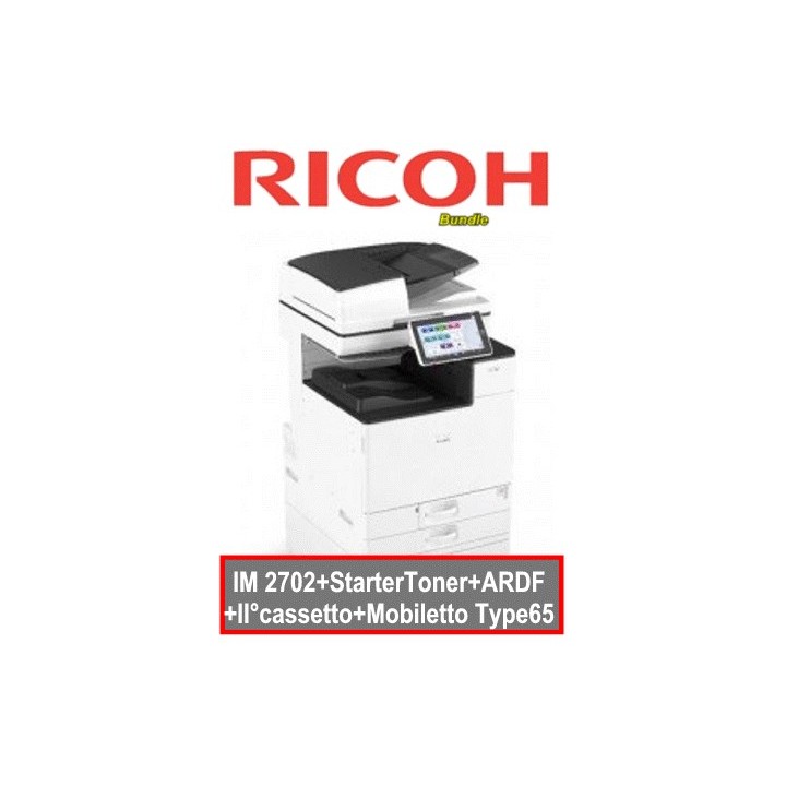Bundle: IM2702 (418146)+StarterToner+II°cassetto(PB2030)+ ARDF+Mobiletto basso Type65 Ricoh