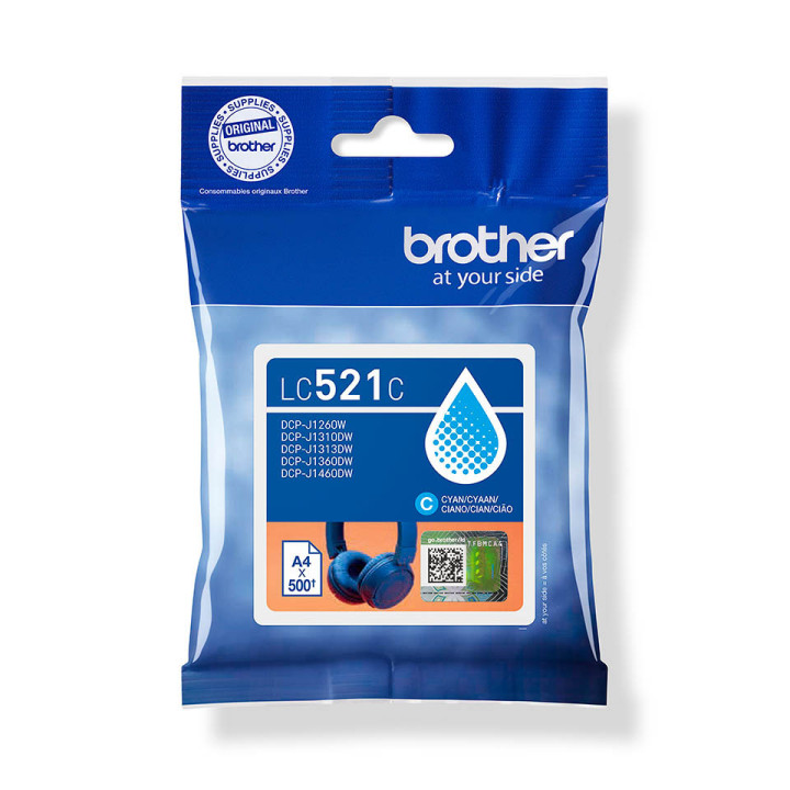 Cartuccia Ink-jet Originale Ciano LC-521C BROTHER Conf.1 - Pag.500
