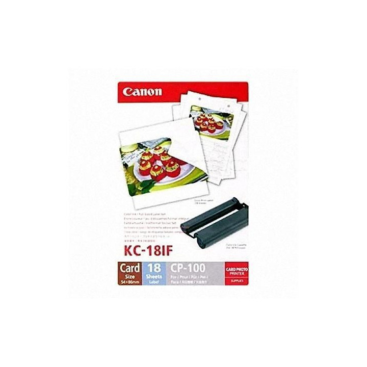 Kit Cartucce C/M/Y + Etichette (18 fogli 54x86mm) Originale 7741A001, KC-18IF CANON Conf.1