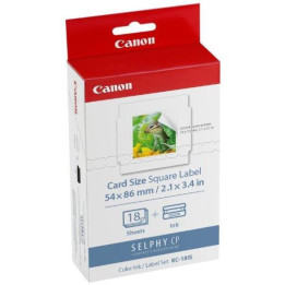 Kit Cartucce C/M/Y + Carta Foto (18 fogli 54x86mm) Originale 7429B001, KC-18IS CANON Conf.1