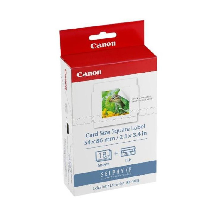 Kit Cartucce C/M/Y + Carta Foto (18 fogli 54x86mm) Originale 7429B001, KC-18IS CANON Conf.1
