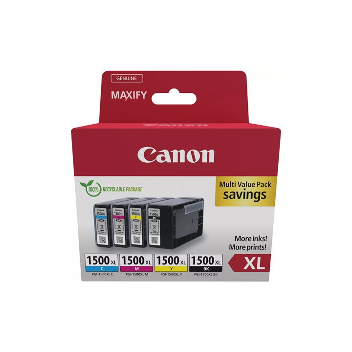 Multipack Originale B/C/M/Y (PGI-1500XL) 9182B010, PGI-1500XL B/C/M//Y CANON Conf.1x4