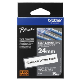 Nastro Originale Auto-laminabile (24mm x 8mt) Nero/Bianco TZe-SL251, TZESL251 BROTHER Conf.1