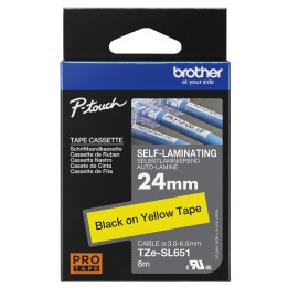 Nastro Originale Auto-laminabile (24mm x 8mt) Nero/Giallo TZe-SL651, TZESL651 BROTHER Conf.1