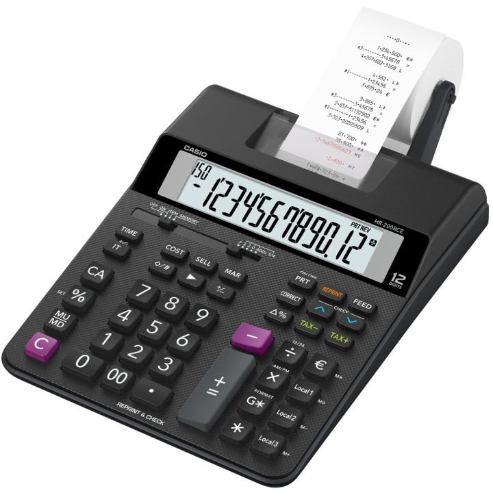 Mini calcolatrice scrivente HR-200RCE-W con display a 12 cifre HR-200RCE-W CASIO Conf.1
