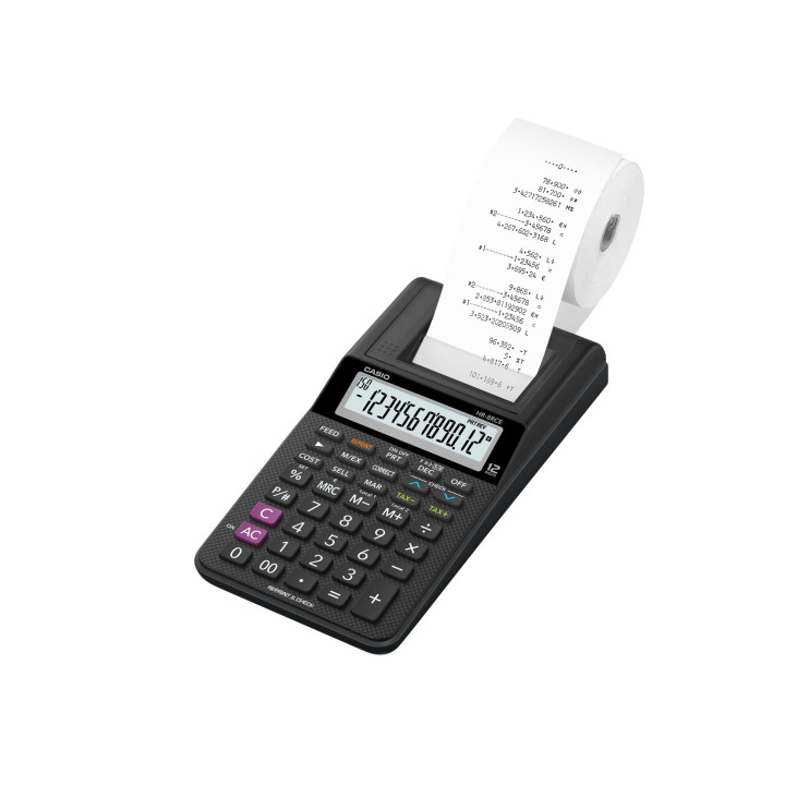Mini calcolatrice scrivente HR-8RCE-BK con batteria, adattatore AC opzionale nero - HR-8RCE-BK-W HR-8RCE-BK CASIO Conf.1